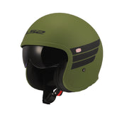 Casco Ls2 Of599 Retro Verde Militar Visor Smoke